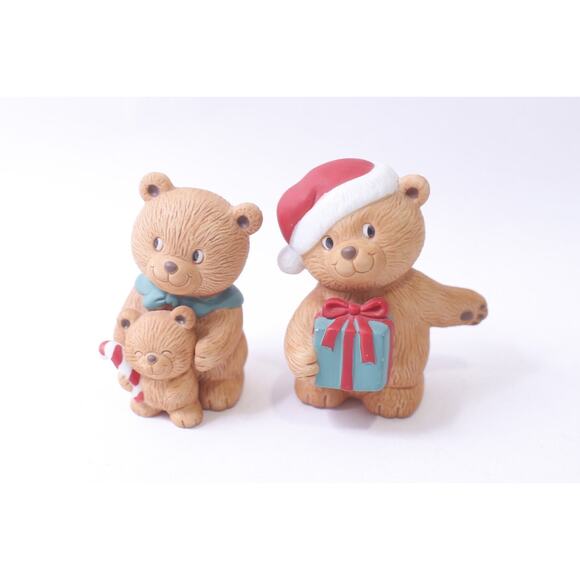 Avon, Christmas Bears, Porcelain Figurines, 1990, Cute, Tiny, Father Mother and - Picture 1 of 3